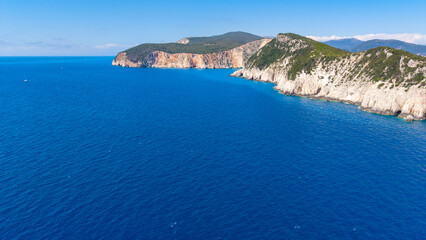 Naklejka premium Cape Lefkatas Lighthouse, Lefkada, Greece, aerial drone view