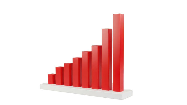3d bar chart with blocks increasing in height and red color