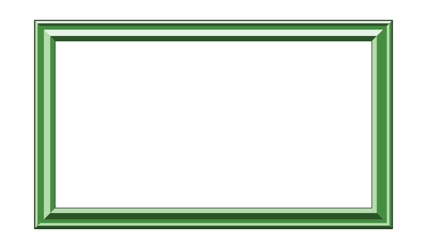 Green rectangular frame with beveled edges on a white background a three dimensional decorative border emerald lime three dimensional bevel