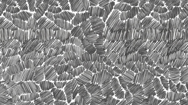 A seamless abstract background featuring hand-drawn pencil hatching patterns with irregular geometric shapes and textured monochromatic scribbles.