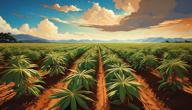 yucca plantation sky cassava cultivation concept