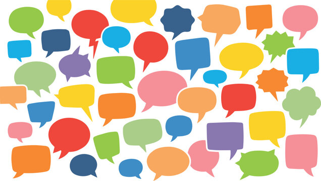Colorful speech bubbles pattern communication dialogue and conversation visual representation