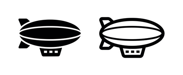 Blimp or airship icon in glyph and outline style, representing aerial travel and vintage aviation © liubomir118809
