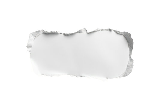 Ripped white paper showing blank space on transparency, torn edgy frame, peeling effect revealing information
