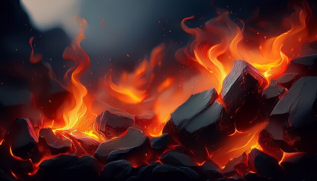 burning coals from a fire abstract background generative ai