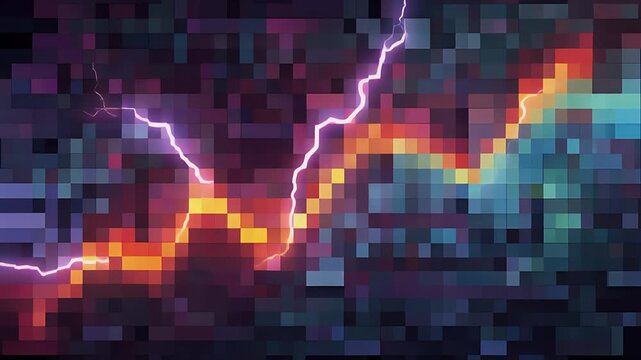 Pixel Lightning Zigzag Shifts Colors
