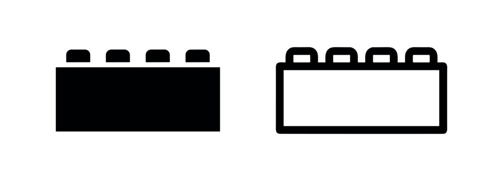 Building block toy icon, black and white