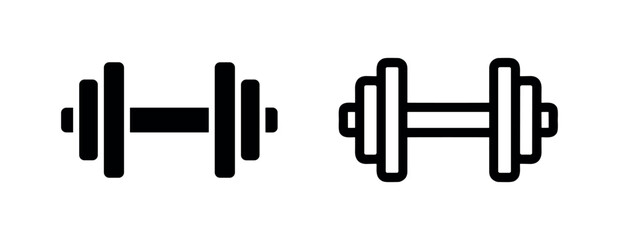 Fototapeta premium Dumbbell icon set. Gym and fitness equipment symbol for weight training and bodybuilding concepts.