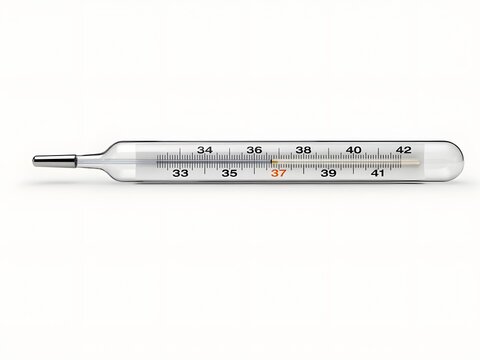 Medical thermometer for temperature measurement and health check, isolated on white background
