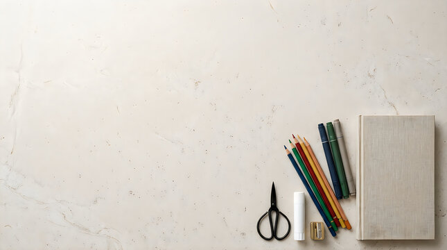 Stationery, office supplies, desk essentials, paper background Back to School