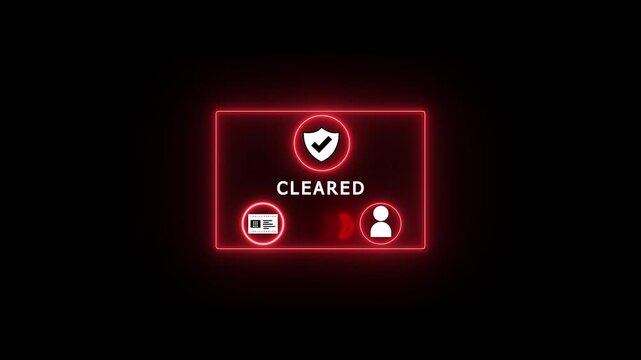 Cleared neon sign with shield check mark credit card and user on black background secure transaction approved symbol