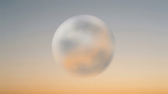 Soft pastel planet with grainy texture against gradient sky