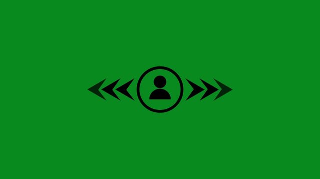 Abstract man and arrows around with different directions graphic animation. Alpha channel. Transparent background motion design. 4K resolution