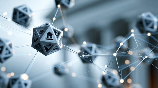 Open banking concept with connected financial icons and data flow lines three dimensional render on a bright clean background open banking fintech financial data connections