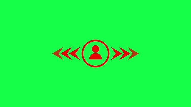 Abstract man and arrows around with different directions graphic animation. Alpha channel. Transparent background motion design. 4K resolution
