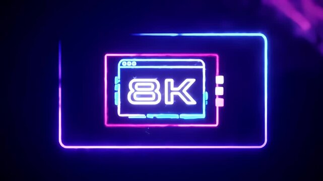 Glowing 8K neon sign with a futuristic aesthetic.