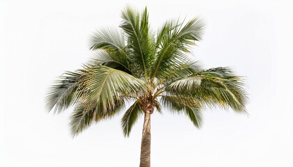 Fototapeta premium isolated palm tree swaying gently in the breeze on white background