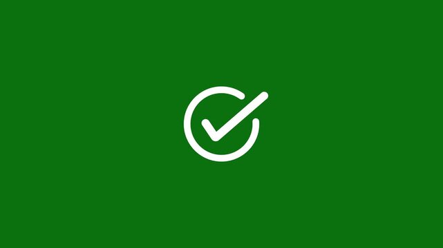 white check mark animation. Yes tick. Correct check mark symbol. Yes sign. Correct vote icon on green background. Animated green tick concept.