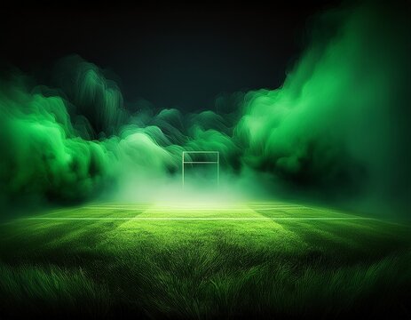 smoke green background dark ground light smell toxic black bad fog stadium stink mist background green grass smoke cloud fart soccer night field dust poison potion floating sport transparent dirty