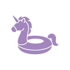 Obraz premium Inflatable unicorn pool float icon in purple color