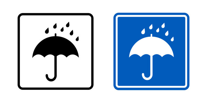 Keep Dry shipping label with umbrella and rain protection symbol. Packaging handling symbols for moisture protection, warehouse storage, cargo transport and logistics