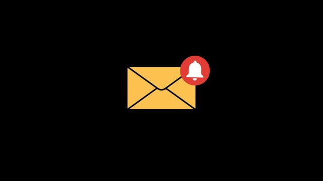 message notification animation with envelope and red bell icon
