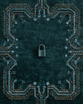 Stitched circuit lock cybersecurity cover