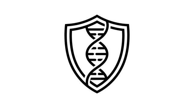 Vector illustration of a DNA double helix within a shield emblem