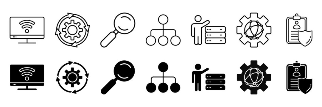 technology icon set. Programming and security symbol. Vector illustration