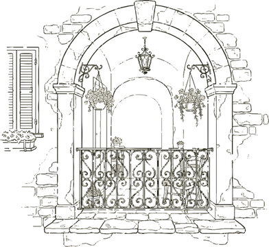 vector illustration of a sketch of a house