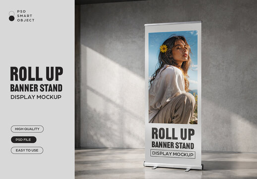 Roll Up Banner Stand Display Mockup