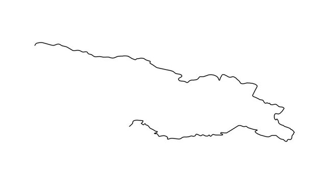 Animation showing continuous black line drawing outline shape of georgia map on white background.