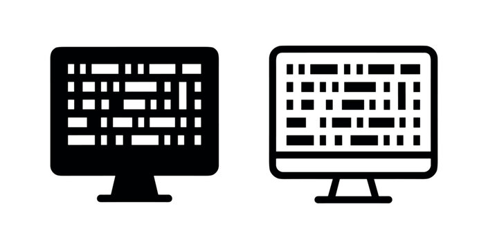 Computer Monitor with Data Grid Icon