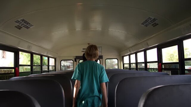 School bus kids getting rowdy after class on the drive home