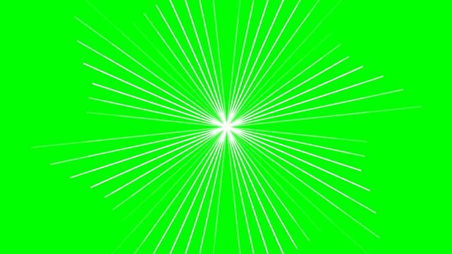 White dynamic speed lines flashing on green screen background