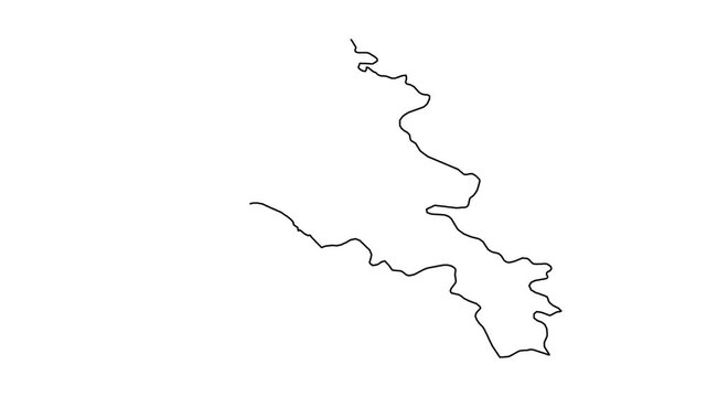 Armenia map, country territory outline animation on white background, black line art motion graphic.