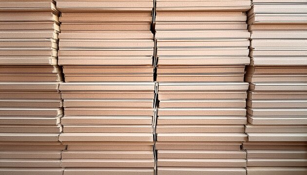 stacked rectangular cardboard panels in beige and cream tones