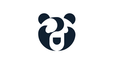 Minimalist panda head graphic logo symbol. © guinkof