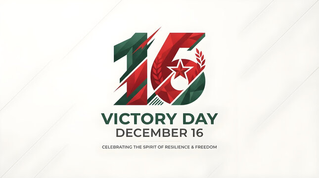 Victory day december 16 celebration banner with red green and white colors