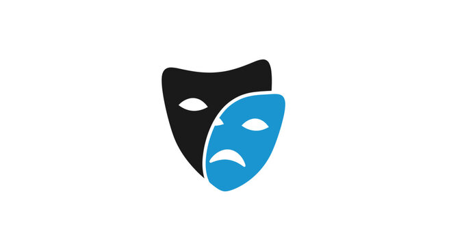 Theater drama masks representing comedy and tragedy faces.