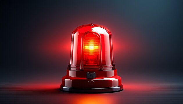 single red siren light on dark background glowing intensely emergency concept minimal design with copy space