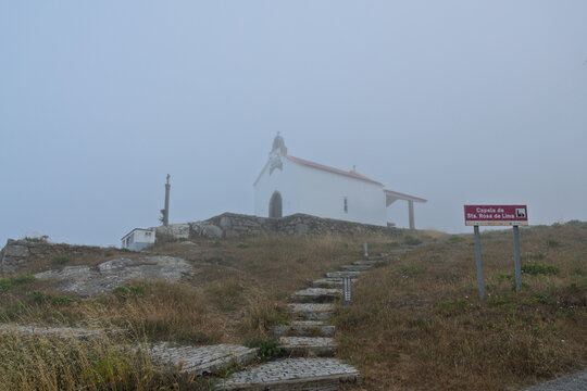 Capela de santa rosa de lima in dense fog