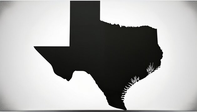 black silhouette of the state of texas centered on a white background