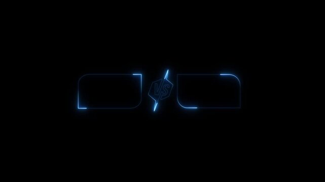 Versus Comparison Screen Template with Neon Glowing Frames and VS Symbol on Black Background, team x v team y. today live neon toolbox animated.