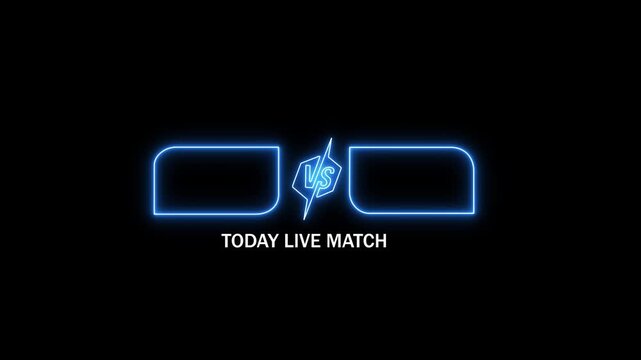 Versus Comparison Screen Template with Neon Glowing Frames and VS Symbol on Black Background, team x v team y. today live neon toolbox animated.