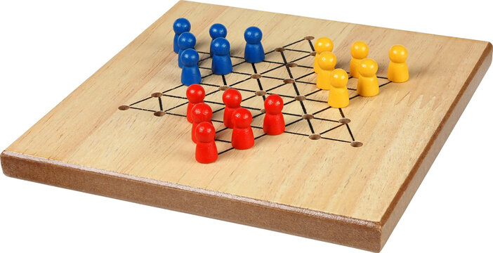 Mini Chinese checkers game isolated on white background