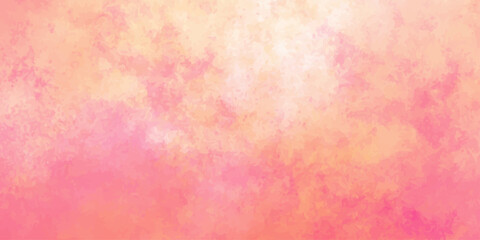 Fototapeta premium Abstract pink and peach watercolor texture background with soft paint strokes for creative graphic design projects. A soft, mottled blend of warm pink, peach, and light orange tones.