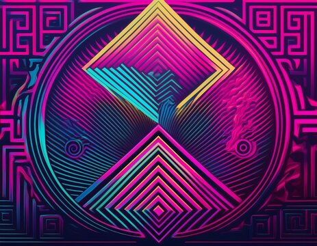 vapor wave greek geometric shape style fururistic background fasion concept