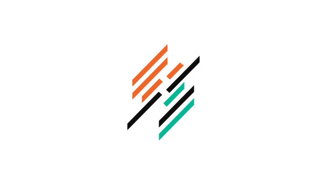 Slanted dynamic parallel lines abstract speed logo.