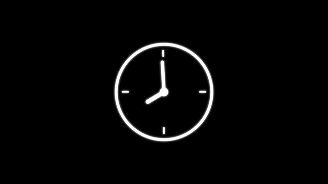 Reverse clock animation showing time running backward on white background